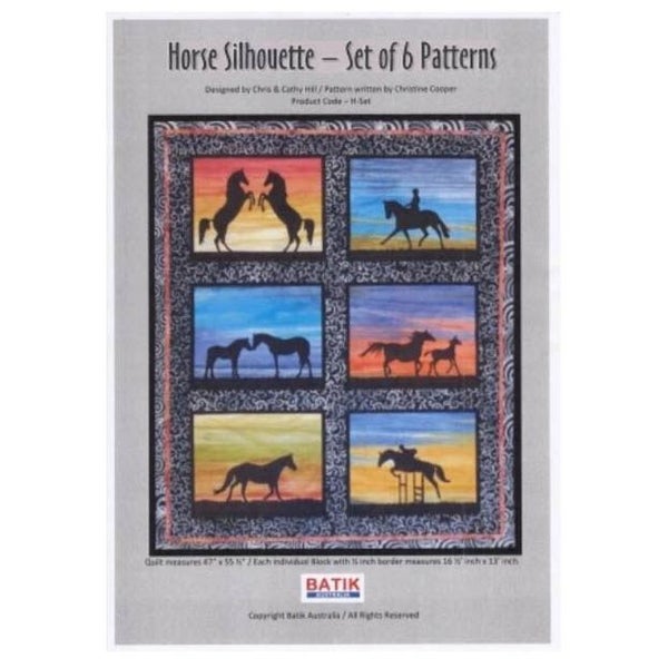 Quilting Sewing Horse Silhouette Quilt Pattern Set 6 Designs NO Fabric Carousel 1