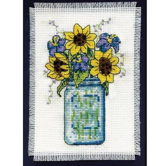 Cross X Stitch FLORAL JAR and Mat Kit incl Threads Carousel 2