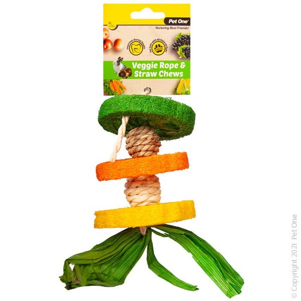 Pet One Veggie Rope And Straw Chew Carousel 1