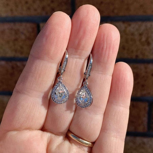 18K White Gold Drop Premium Crystal Earrings "Senorita" Carousel 2