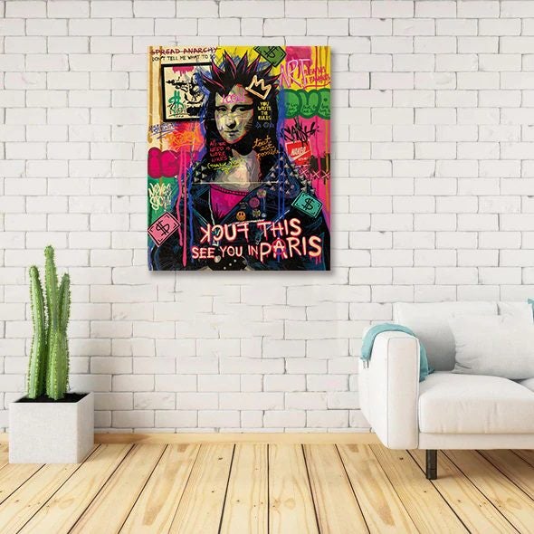 Free Shipping 1 Panel Canvas Wall Art - Pop Art - Mona Lisa Carousel 3