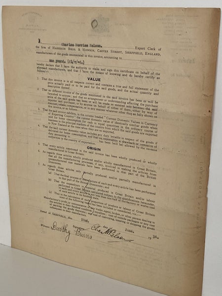 OLD INVOICE / RECEIPT: Harrision Bros. & Howson - Silversmiths 1934 (88 yo) Carousel 3