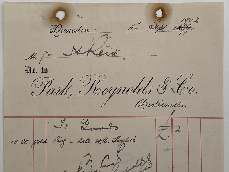 ANTIQUE INVOICE / RECEIPT: Park, Reynolds & Co. Auctioneers 1902 (120 yo) Carousel 1