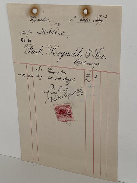 ANTIQUE INVOICE / RECEIPT: Park, Reynolds & Co. Auctioneers 1902 (120 yo) Carousel 2
