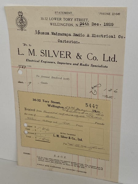 OLD INVOICE / RECEIPT: L. M. Silver & Co. Ltd. 1929 (93 yo) Carousel 2