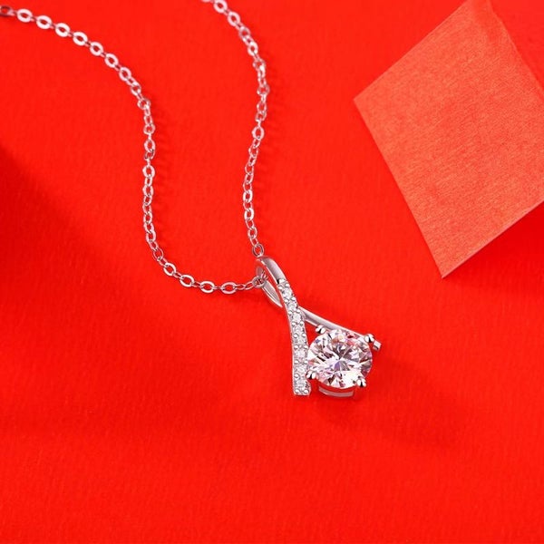 1ct Moissanite Diamond Pendant Necklace Round S925 Silver 18K Gold Plated REN0162985127039106112