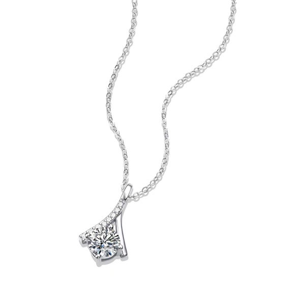 1ct Moissanite Diamond Pendant Necklace Round S925 Silver 18K Gold Plated REN01 Carousel 5