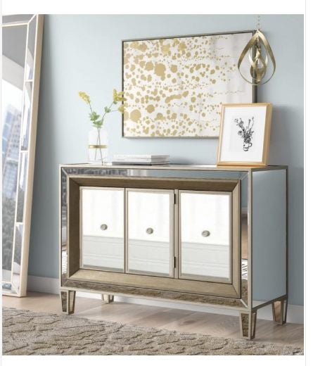 CLEARANCE - Elvi Mirrored Sideboard W120 ***45% OFF*** Carousel 1