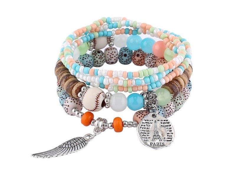 Colorful Bohemian Ethnic Style Multi-layer Stretch Rice Bead Bracelet Carousel 1