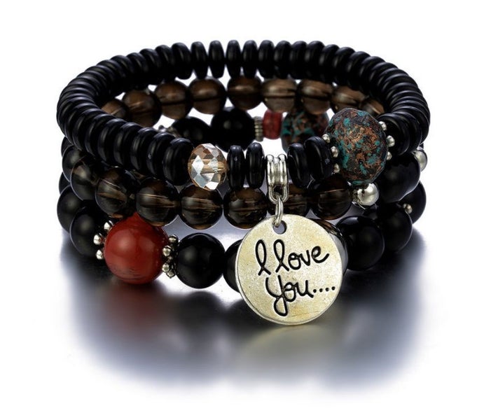 Fashion Black Bohemian Style Multi-layer Stretch Glass Bead Bracelet Carousel 1