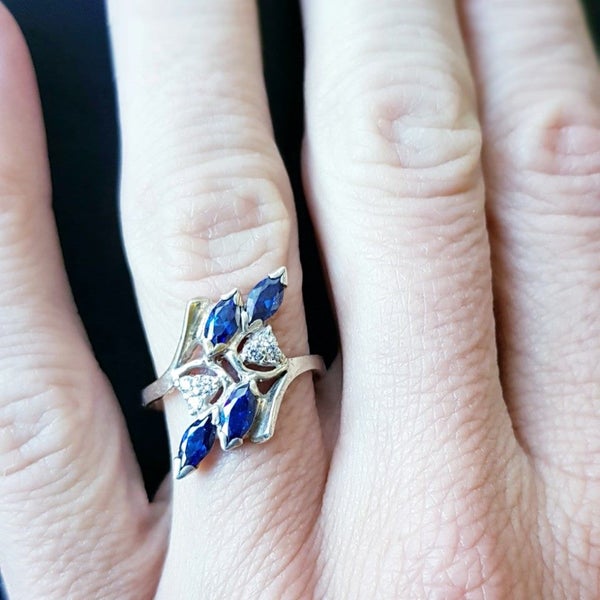 Stg Silver Marquee & Cz set Ring Carousel 1