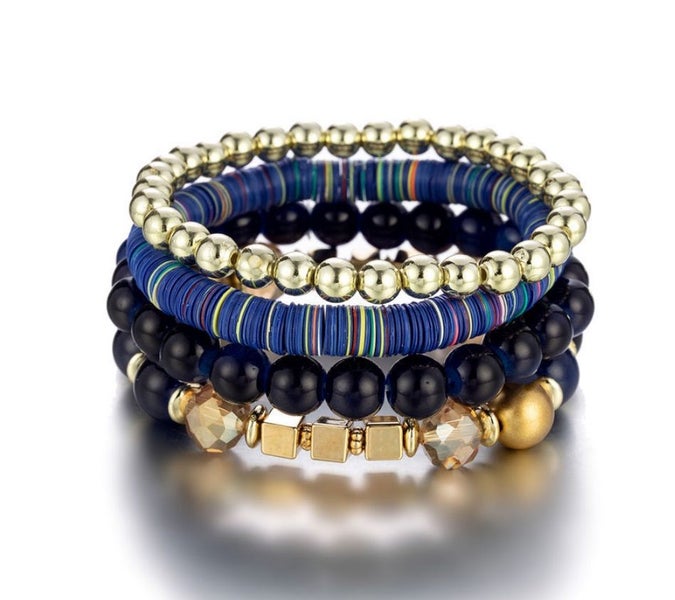 Blue Fashionable Style Multi-layer Stretch Glass Bead Bracelet Carousel 1