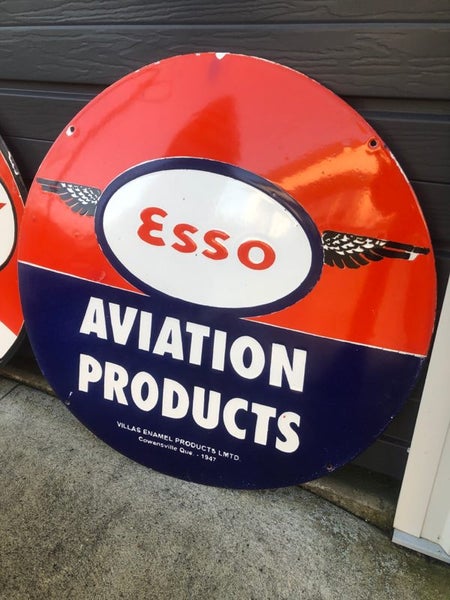 Esso Aviation Porcelain Enamel Sign Carousel 1