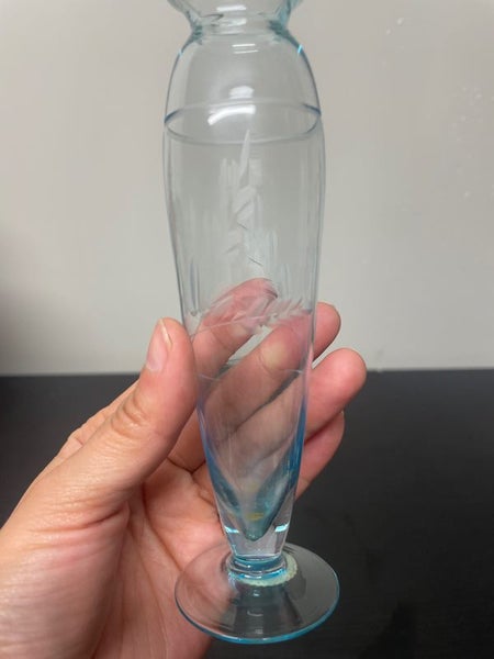 Vintage blue glass vase made in Japan Carousel 6