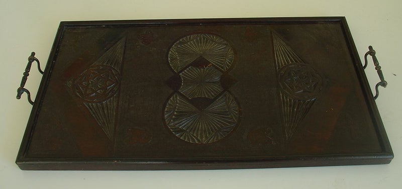 Antique Colonial Era Chip Craved Tray(B) Carousel 1