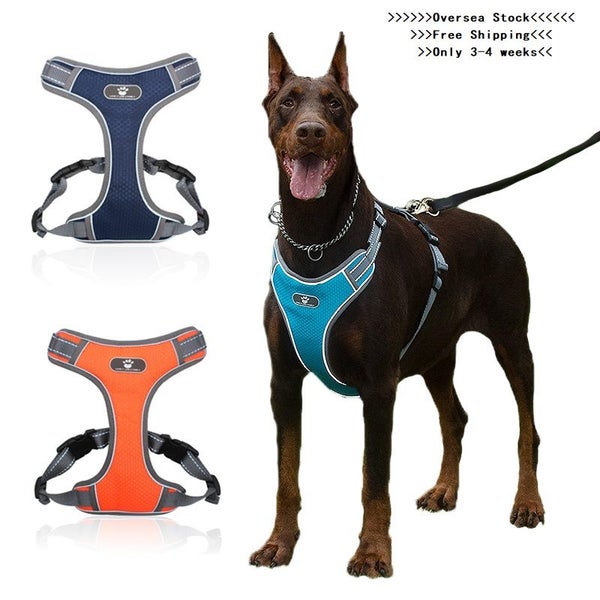 Dog Harness Vest Breathable Dog Training Harness Adjustable Reflective Nylon705D Carousel 1
