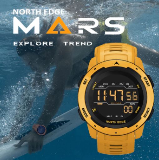 NORTH EDGE Yellow Mens Digital Sports Watch Carousel 1