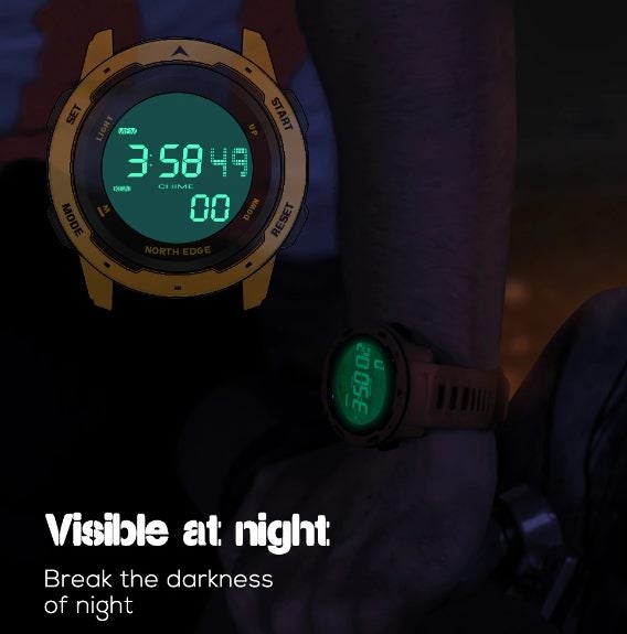 NORTH EDGE Yellow Mens Digital Sports Watch Carousel 10