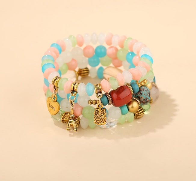 Fashionable Style Multi-layer Stretch Glass Bead Bracelet Carousel 1