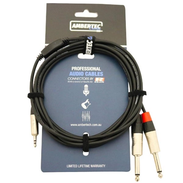 3m REAN 3.5mm TRS plug - 2 x 6.35mm TS plug Carousel 1