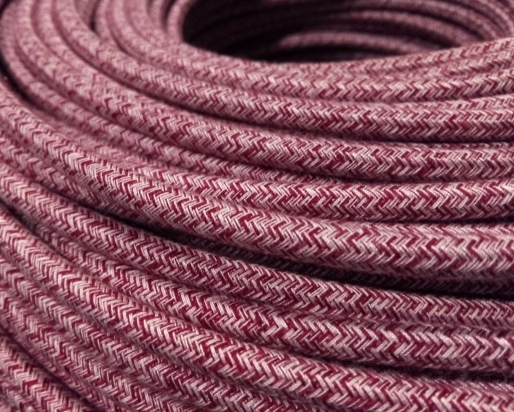 Electrical Fabric Cable / Cord 3-core. Autumn Raspberry Carousel 1