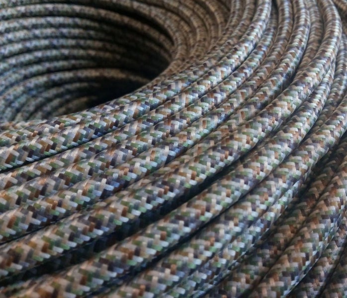 Electrical Fabric Cable / Cord 3-core. Pixel Camo Carousel 1