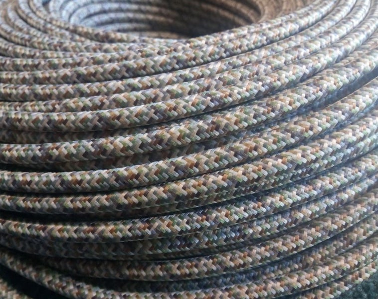 Electrical Fabric Cable / Cord 3-core. Pixel Camo Carousel 2