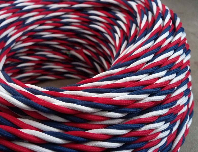 Electrical Fabric Cable / Twisted Cord 3-core. Jeskai (Tri-colour) Carousel 1