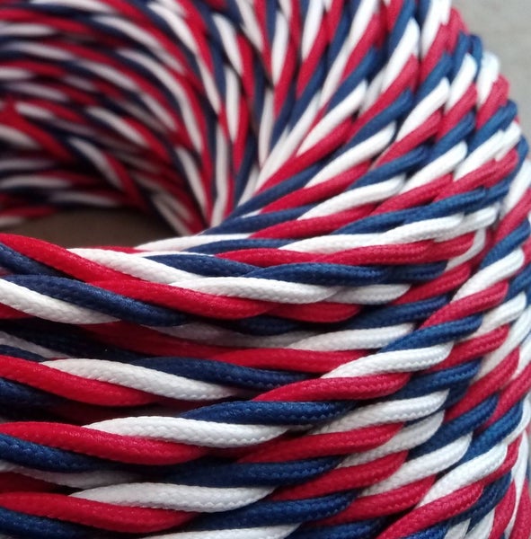 Electrical Fabric Cable / Twisted Cord 3-core. Jeskai (Tri-colour) Carousel 2