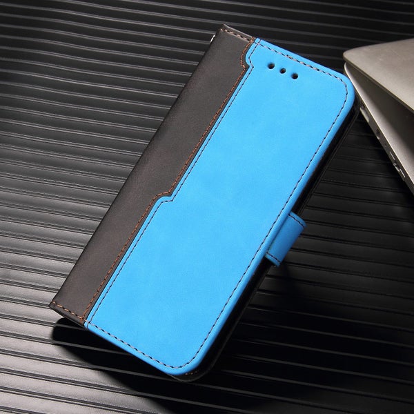 Galaxy S21 5G suede wallet case collage style blue Carousel 2