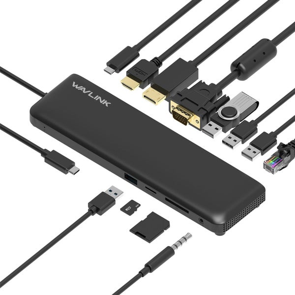 Wavlink UMD04 USB-C 4K Triple Display Multi-function Dock support PD charging Carousel 2
