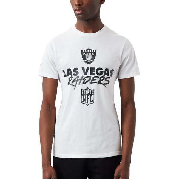 New Era Mens Las Vegas Raiders NLF Script T-Shirt - White Carousel 1