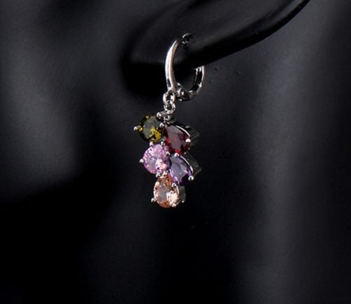 Silver Earrings Teardrop CZ Diamonds "Harriet" (Coloured) Carousel 6