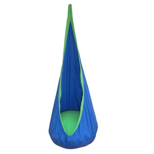 Kids Hanging Hammock Swing New Complete Set Dark Blue with Green Cushion Carousel 1
