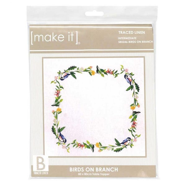 Make It Printed Embroidery Birds on Branches Table Topper Stitching Kit Carousel 1