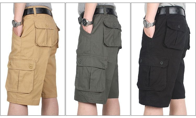 Cargo Short 1/2 Pants Outdoor Solid Color Work Short Multi-pocket Hiking Campin Carousel 2