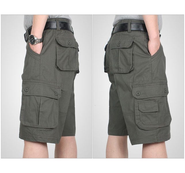 Cargo Short 1/2 Pants Outdoor Solid Color Work Short Multi-pocket Hiking Campin Carousel 1