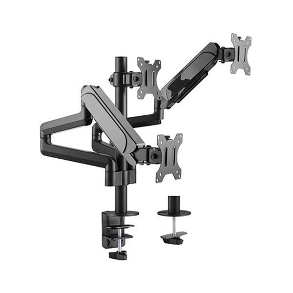 Brateck Triple Monitor Arm Pole Mounted Gas Spring Matte Black Carousel 1