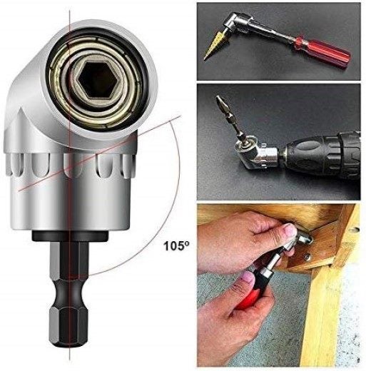 105 Deg Extension Power Screwdriver Drill ¼ inch Hex Screwdriver Socket Adapter Carousel 1