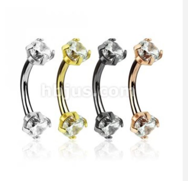 16g Prong Curved Barbells. 4 colours available. Carousel 1
