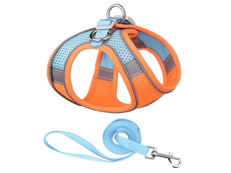 Reflective Pet Harness with Leash Orange Medium Carousel 2