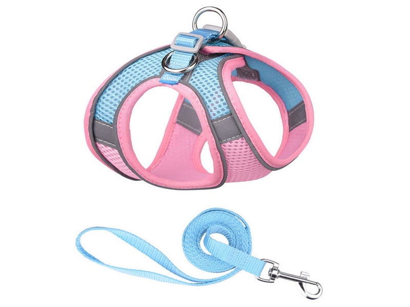 Reflective Pet Harness with Leash Pink Large Carousel 2