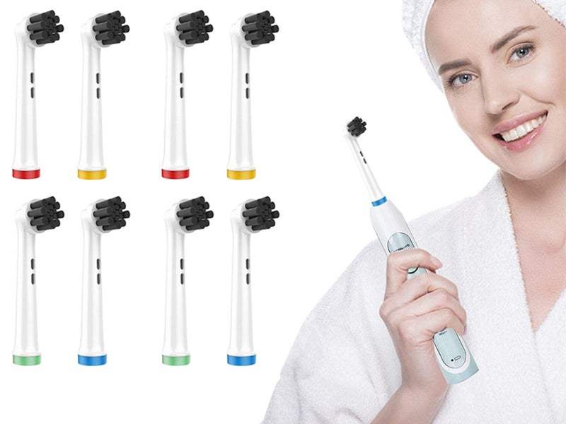 8Pcs Electric Toothbrush Heads Refill for Oral Oralby B Bamboo Charcoal Clean Carousel 1