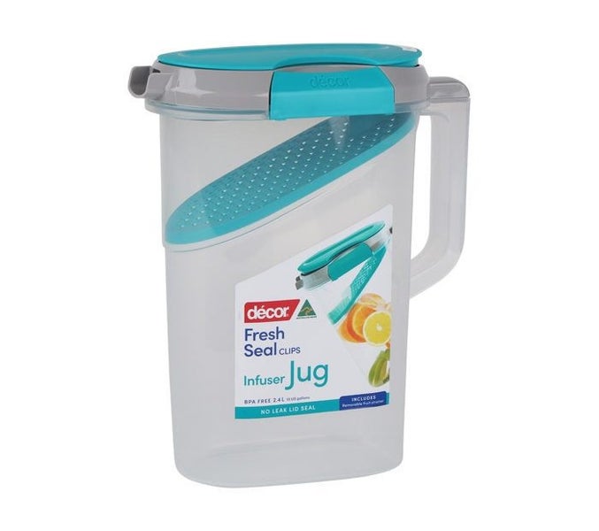 Decor(R) Fresh Seal Clips(TM) Infuser Jug - 2.4L (Teal & Grey) Carousel 1