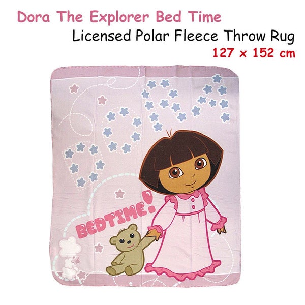 Caprice Polar Fleece Throw Rug Dora Explorer Bed Time 127 x 152 cm Carousel 2