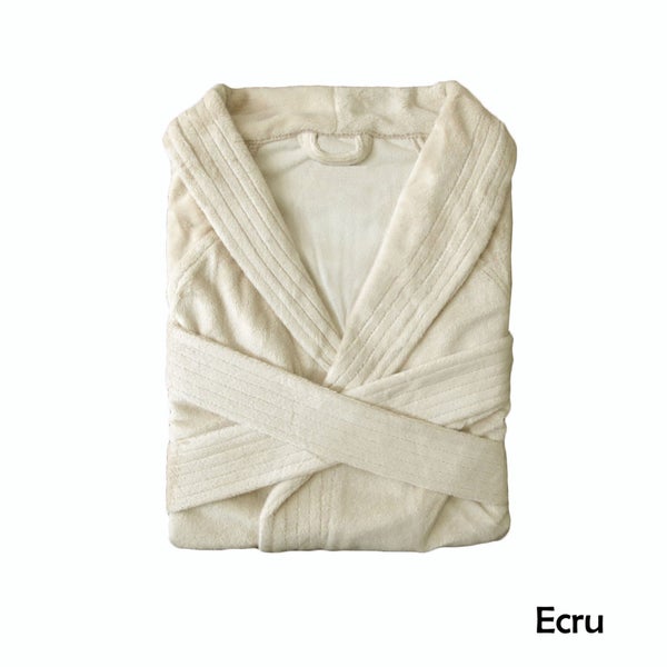 Phase 2 Suede-Mink Bath Robe Ecru Carousel 1
