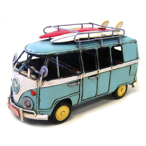 Boyle 20cm Volkswagen Kombi Van Handmade Ornament Blue Vintage Home Room Decor Carousel 2
