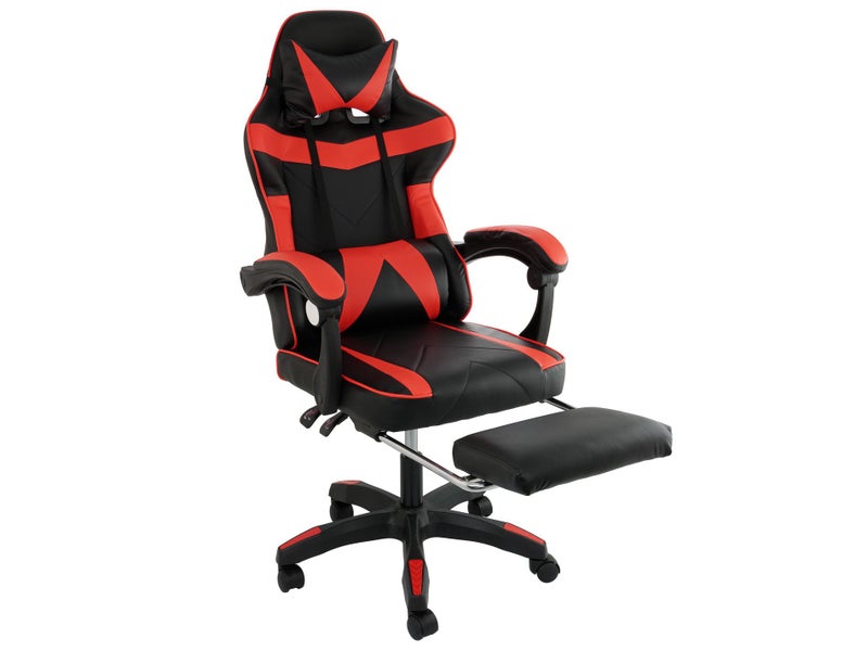 Office Gaming Chair - High Back Racing Seat with Leg Rest - Black & Red Carousel 2
