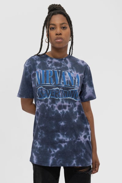 Nirvana T Shirt Nevermind Wavy Band Logo new Official Unisex Dip Dye Purple Carousel 5