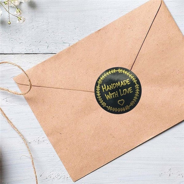 25mm Round "Handmade With Love" Kraft Paper Stickers Adhesive Labels Baki CHK177 Carousel 8